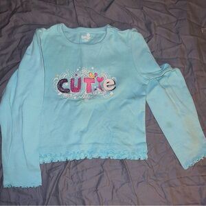 Healthtex Girls Long Sleeve Cotton Blue Tee Shirt Size 6